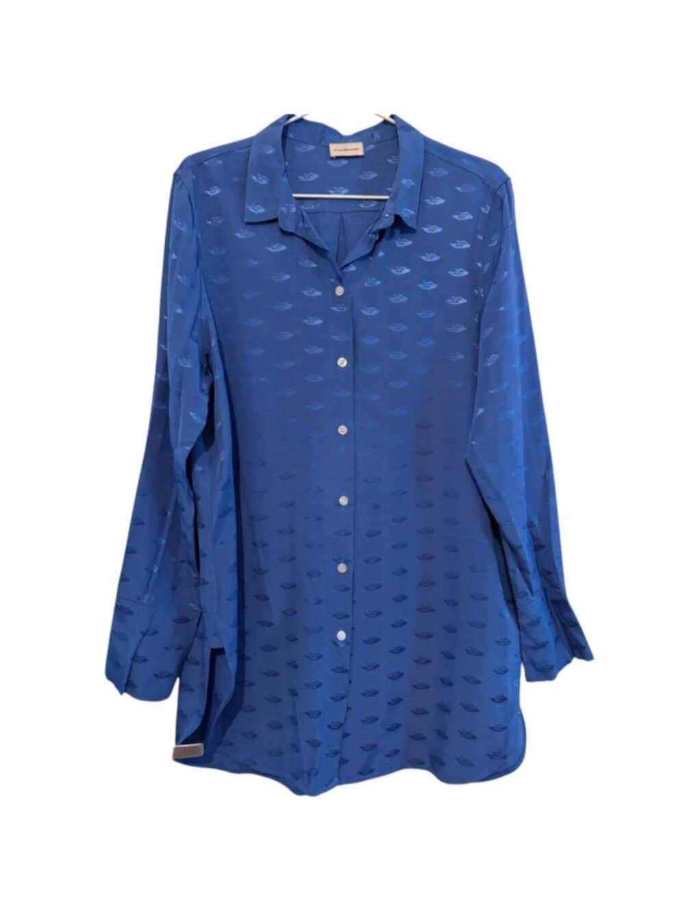 BY MALENE BIRGER Satin Jacquard Shirt 42 M/L Tunic Button Top Corpcore Luxury